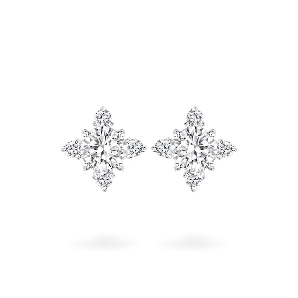 Hoa tai vàng trắng 14K gắn đá CZ DOJI AFEJ000095F2CZ1 