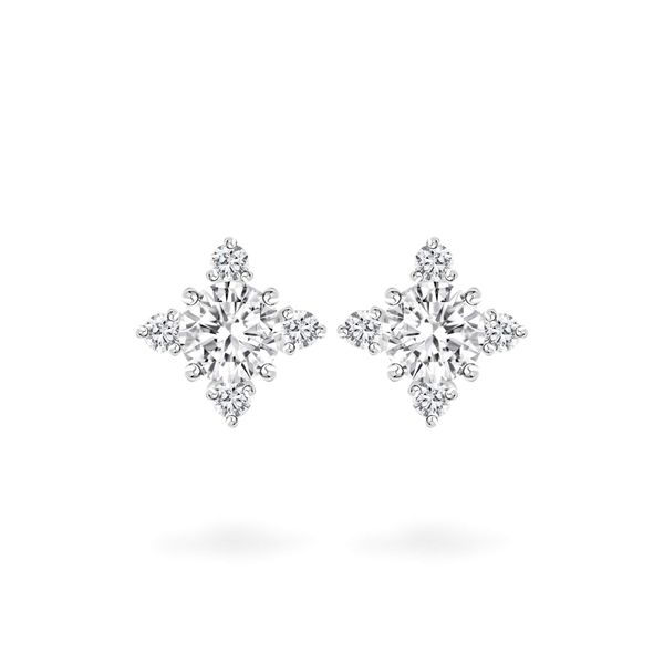 Hoa tai vàng trắng 14K gắn đá CZ DOJI AFEJ000095F2CZ1