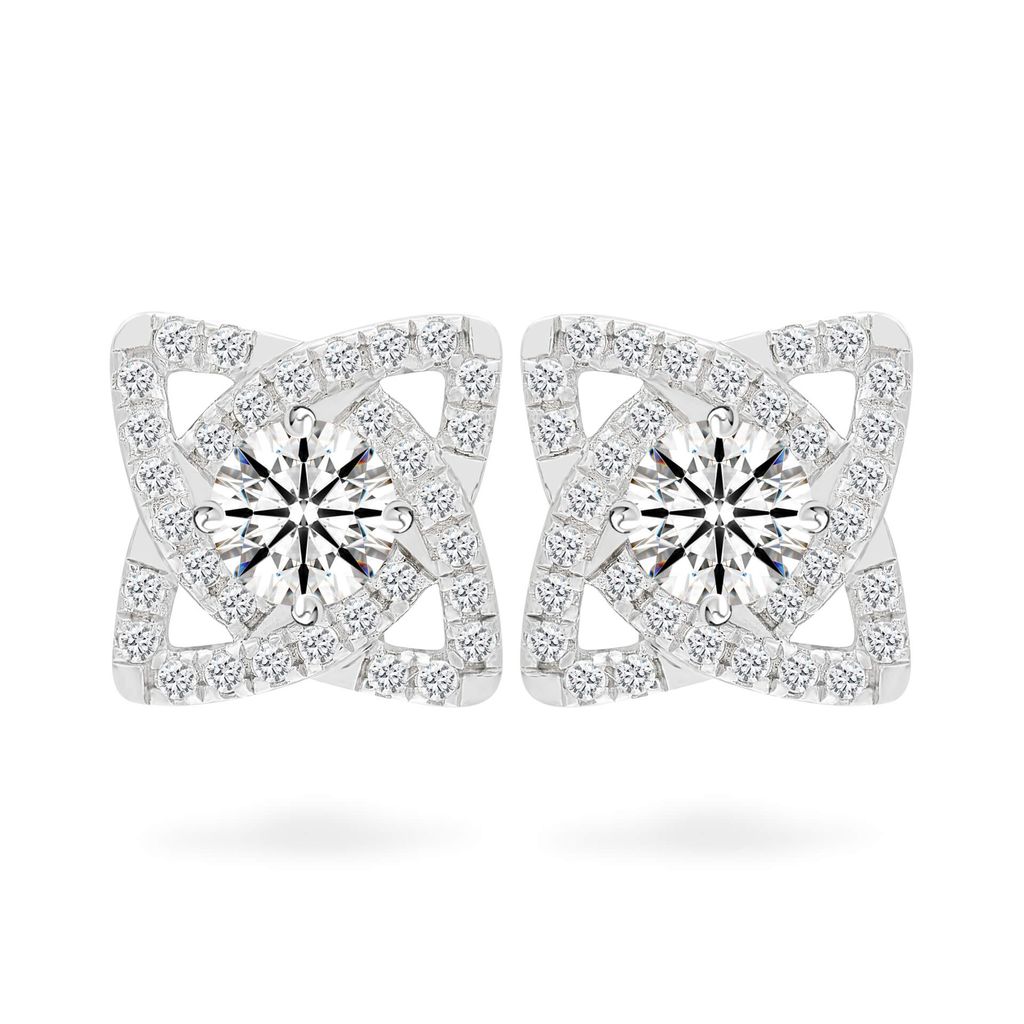 Hoa tai vàng trắng 14K gắn đá CZ DOJI AFEJ000117F2CZ1 