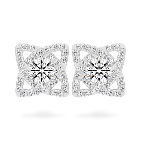 Hoa tai vàng trắng 14K gắn đá CZ DOJI AFEJ000117F2CZ1