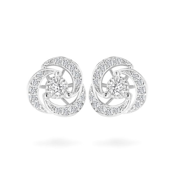 Hoa tai vàng trắng 14K gắn đá CZ DOJI AFEJ000164F2CZ1