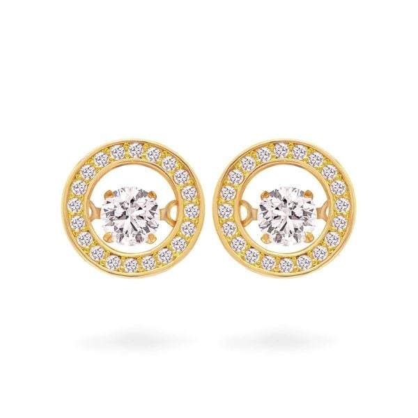 Hoa tai vàng vàng 14K gắn đá CZ DOJI AFEJ000213F1CZ1