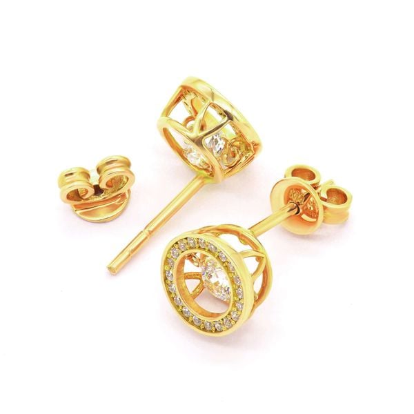 Hoa tai vàng vàng 14K gắn đá CZ DOJI AFEJ000213F1CZ1