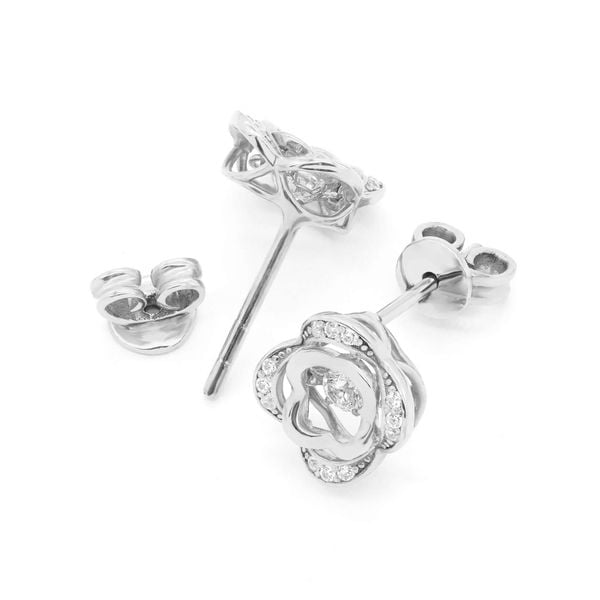 Hoa tai vàng trắng 14K gắn đá CZ DOJI AFEJ000214F2CZ1