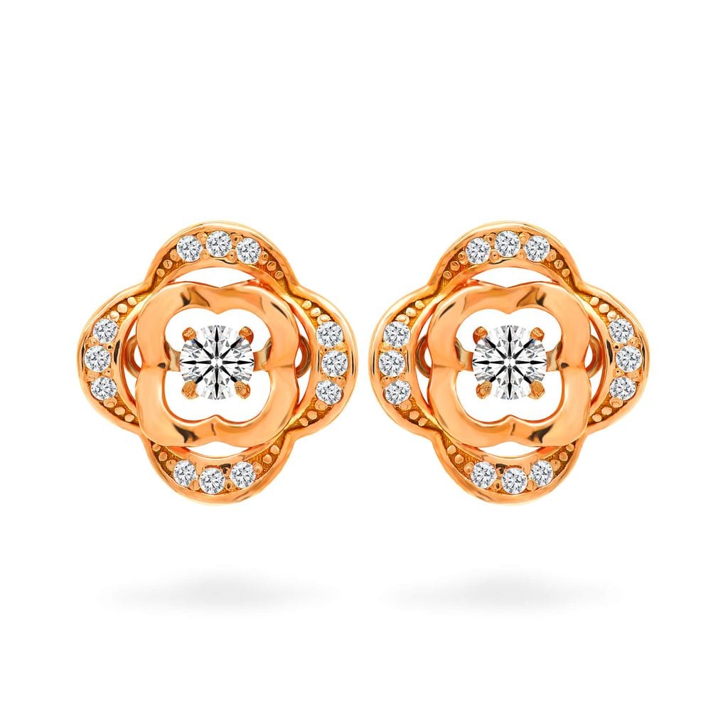 Hoa tai vàng hồng 14K gắn đá CZ DOJI AFEJ000214F3CZ1 