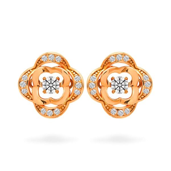 Hoa tai vàng hồng 14K gắn đá CZ DOJI AFEJ000214F3CZ1