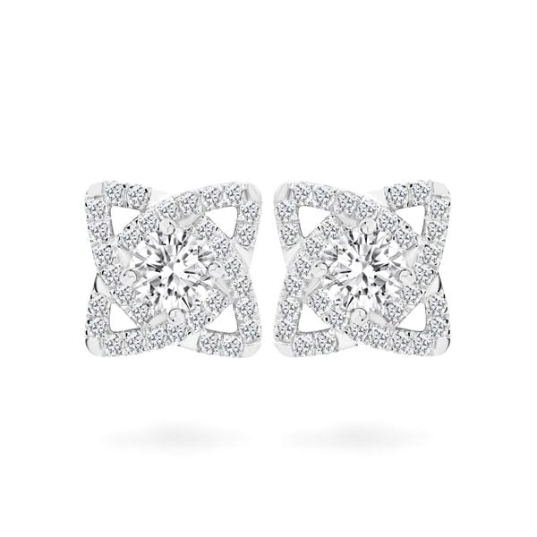 Hoa tai vàng trắng 14K gắn đá CZ DOJI AFEJ000424F2CZ1