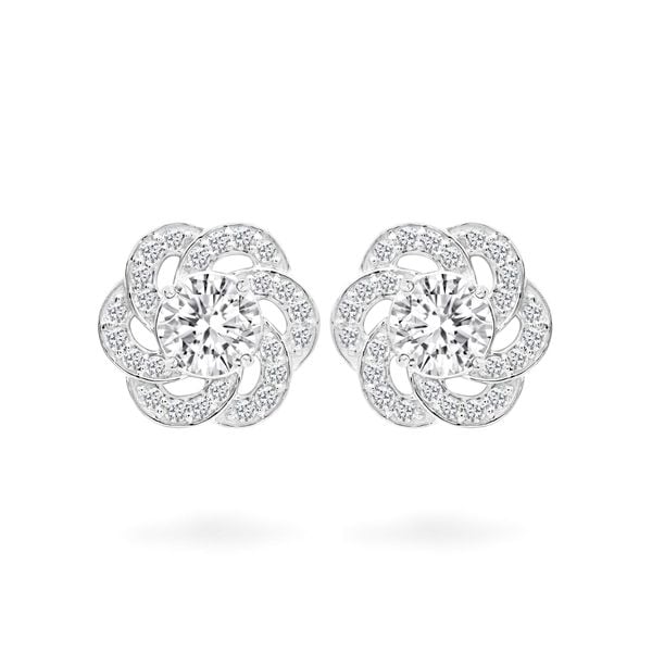 Hoa tai vàng trắng 14K gắn đá CZ DOJI AFEJ000425F2CZ1