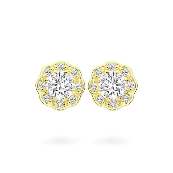 Hoa tai vàng vàng 14K gắn đá CZ DOJI AFEJ000477F1CZ1