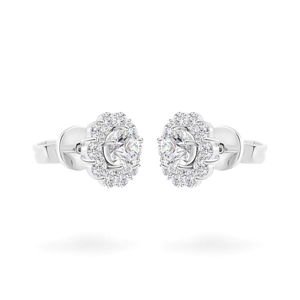 Hoa tai vàng trắng 14K gắn đá CZ DOJI AFEJ000490F2CZ1