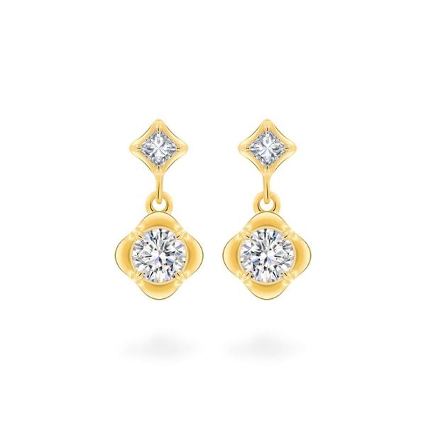 Hoa tai vàng vàng 14K gắn đá CZ DOJI AFEJ000502F1CZ1