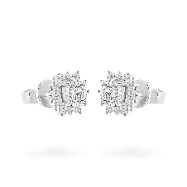 Hoa tai vàng trắng 14K gắn đá CZ DOJI AFEJ000097F2CZ1