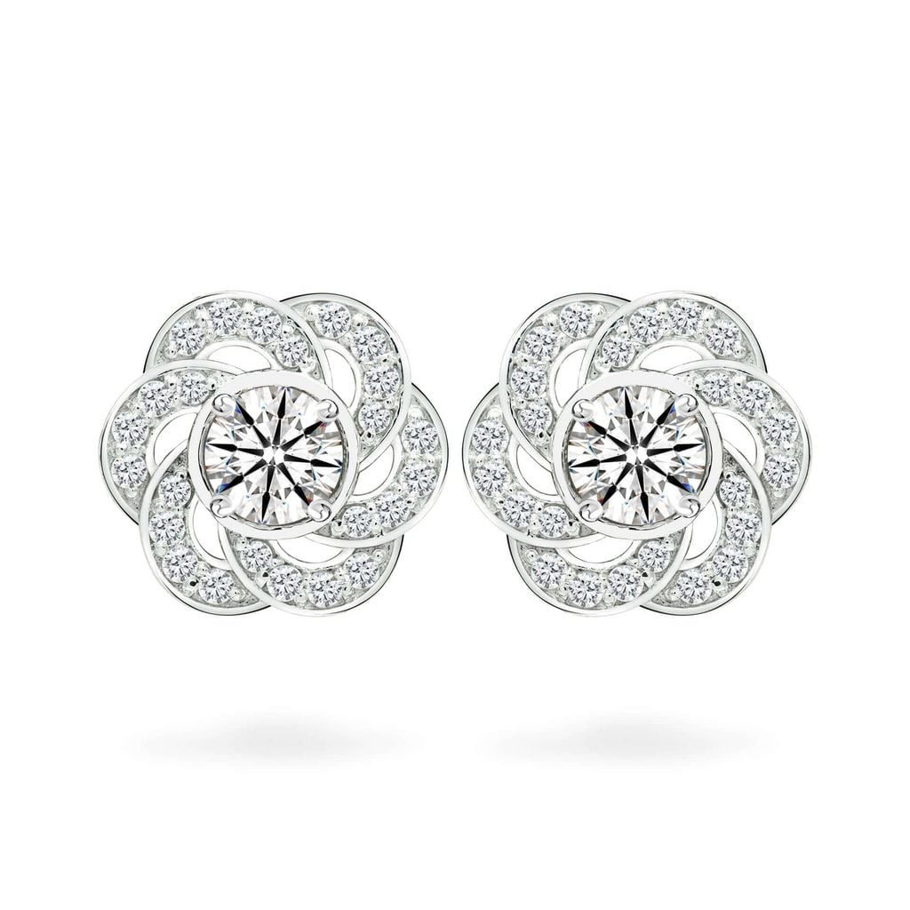 Hoa tai vàng trắng 14K gắn đá CZ DOJI AFEJ000118F2CZ1 