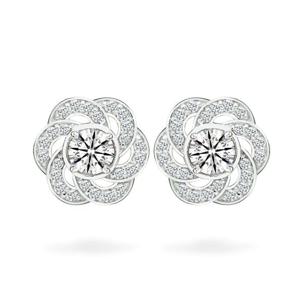 Hoa tai vàng trắng 14K gắn đá CZ DOJI AFEJ000118F2CZ1