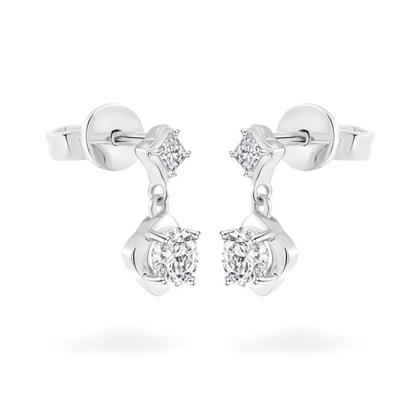 Hoa tai vàng trắng 14K gắn đá CZ DOJI AFEJ000502F2CZ1