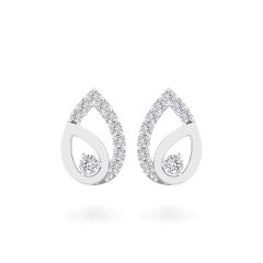 Hoa tai vàng trắng 14K gắn đá CZ DOJI AFEJ000505F2CZ1