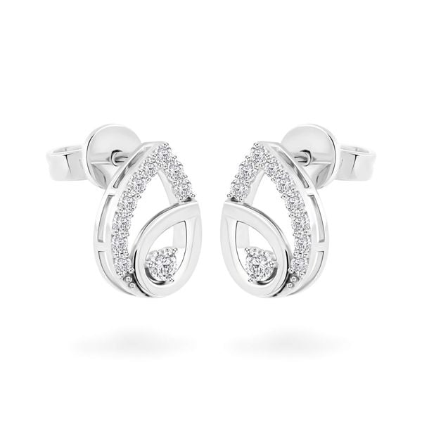 Hoa tai vàng trắng 14K gắn đá CZ DOJI AFEJ000505F2CZ1