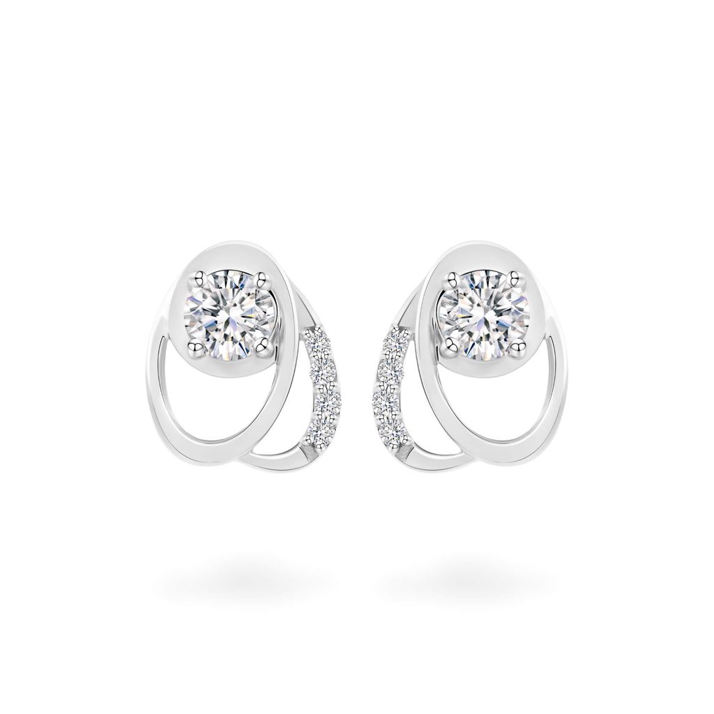 Hoa tai vàng trắng 14K gắn đá CZ DOJI AFEJ000506F2CZ1 