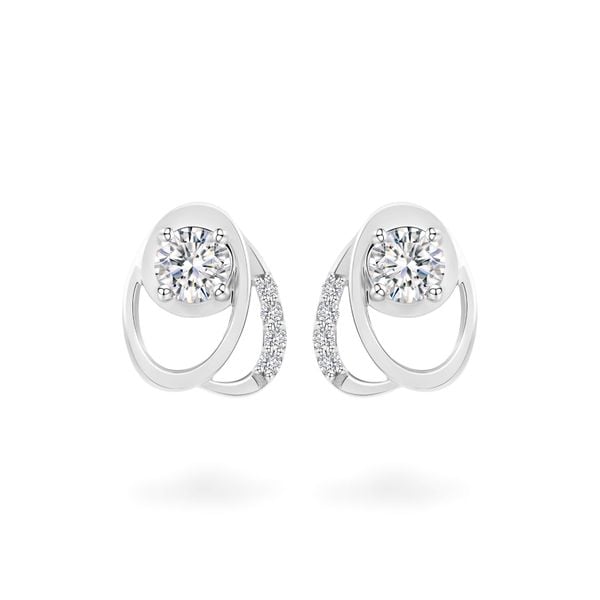 Hoa tai vàng trắng 14K gắn đá CZ DOJI AFEJ000506F2CZ1