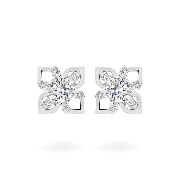 Hoa tai vàng trắng 14K gắn đá CZ DOJI AFEJ000508F2CZ1