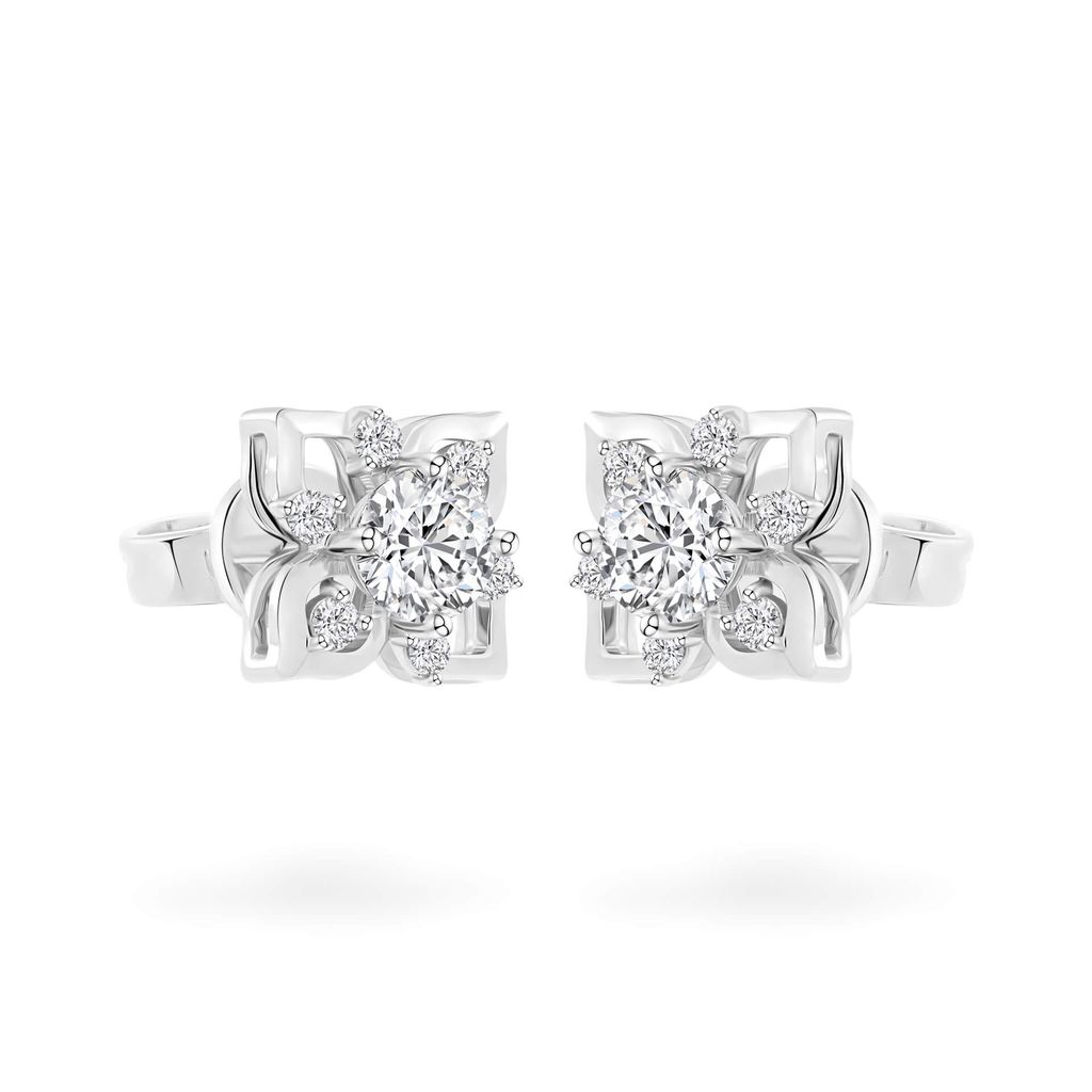 Hoa tai vàng trắng 14K gắn đá CZ DOJI AFEJ000508F2CZ1 