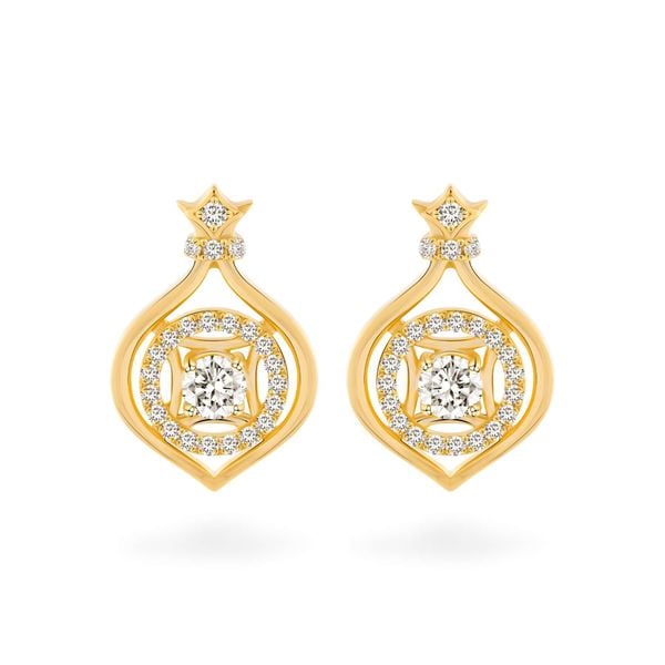 Hoa tai vàng vàng 14K gắn đá CZ DOJI AFEJ000516F1CZ1