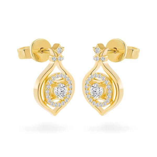 Hoa tai vàng vàng 14K gắn đá CZ DOJI AFEJ000516F1CZ1