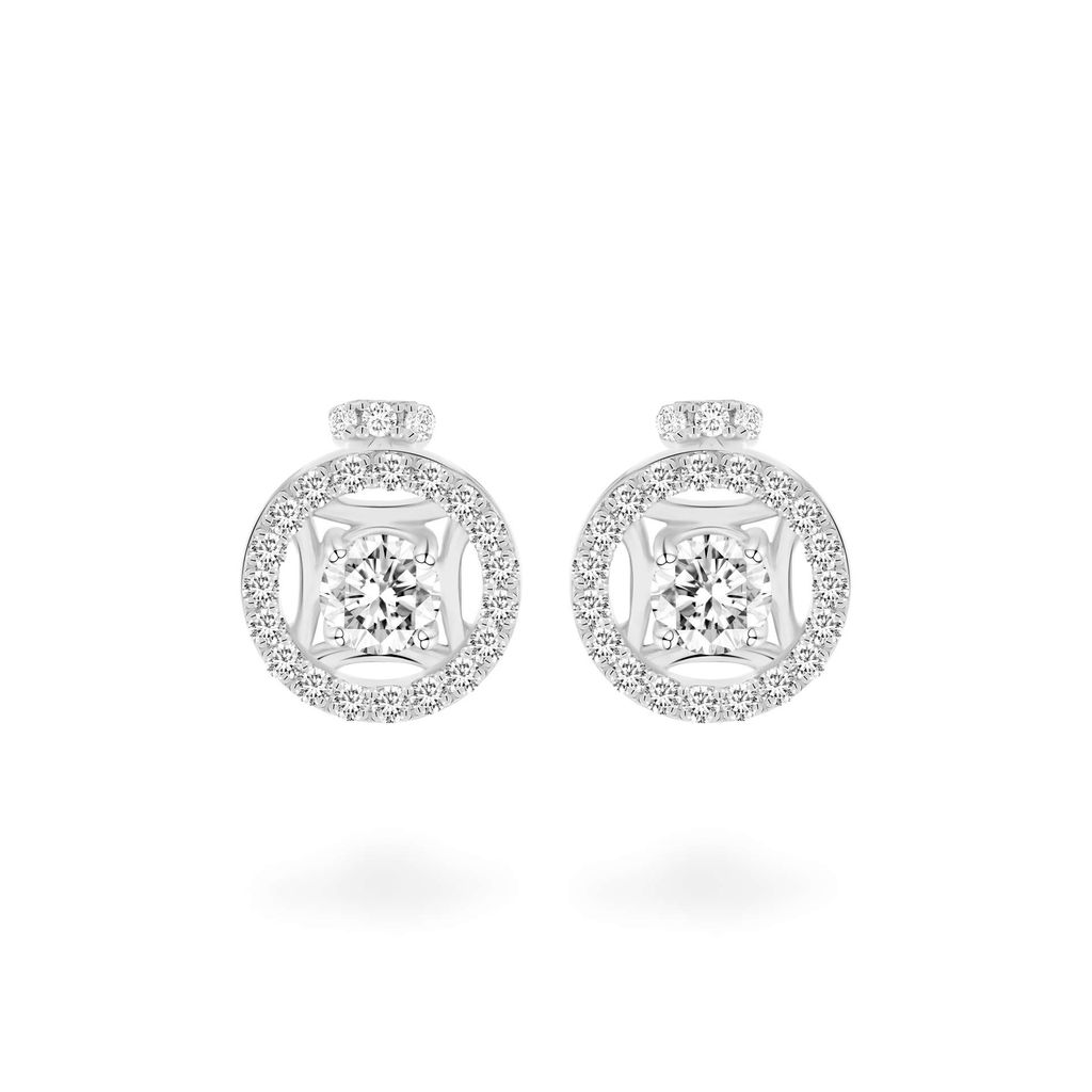 Hoa tai vàng trắng 14K gắn đá CZ DOJI AFEJ000517F2CZ1 