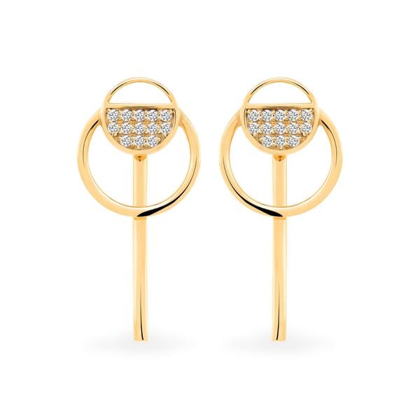 Hoa tai vàng vàng 14K gắn đá CZ DOJI AFEK000223F1CZ1