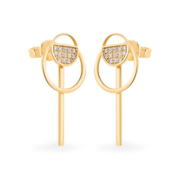 Hoa tai vàng vàng 14K gắn đá CZ DOJI AFEK000223F1CZ1