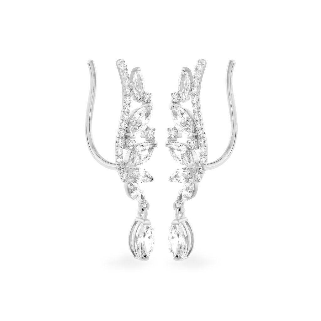 Hoa tai vàng trắng 14K gắn đá CZ DOJI AFEK000288F2CZ1 