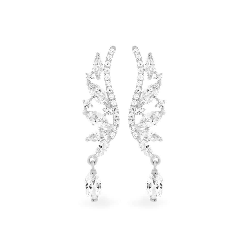 Hoa tai vàng trắng 14K gắn đá CZ DOJI AFEK000288F2CZ1 