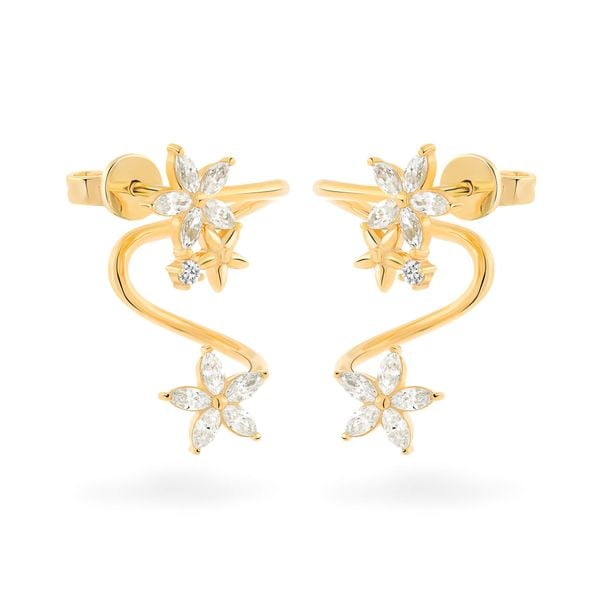 Hoa tai vàng vàng 14K gắn đá CZ DOJI AFEK000320F1CZ1