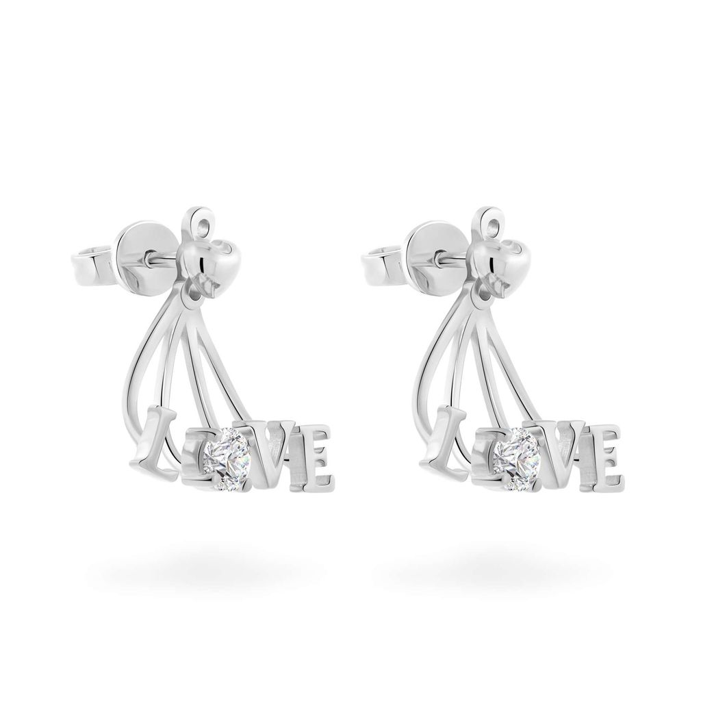 Hoa tai vàng trắng 14K gắn đá CZ DOJI AFEK000341F2CZ1 