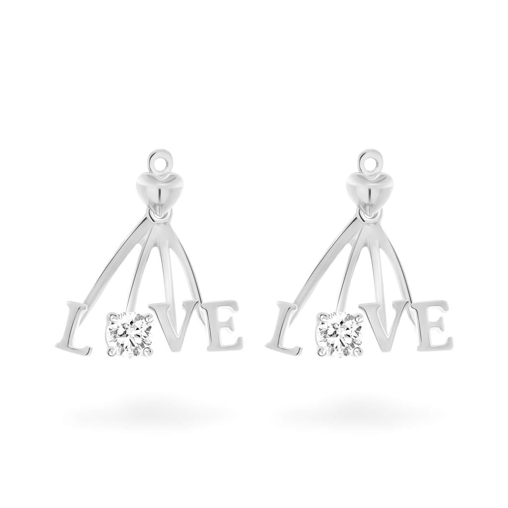 Hoa tai vàng trắng 14K gắn đá CZ DOJI AFEK000341F2CZ1 