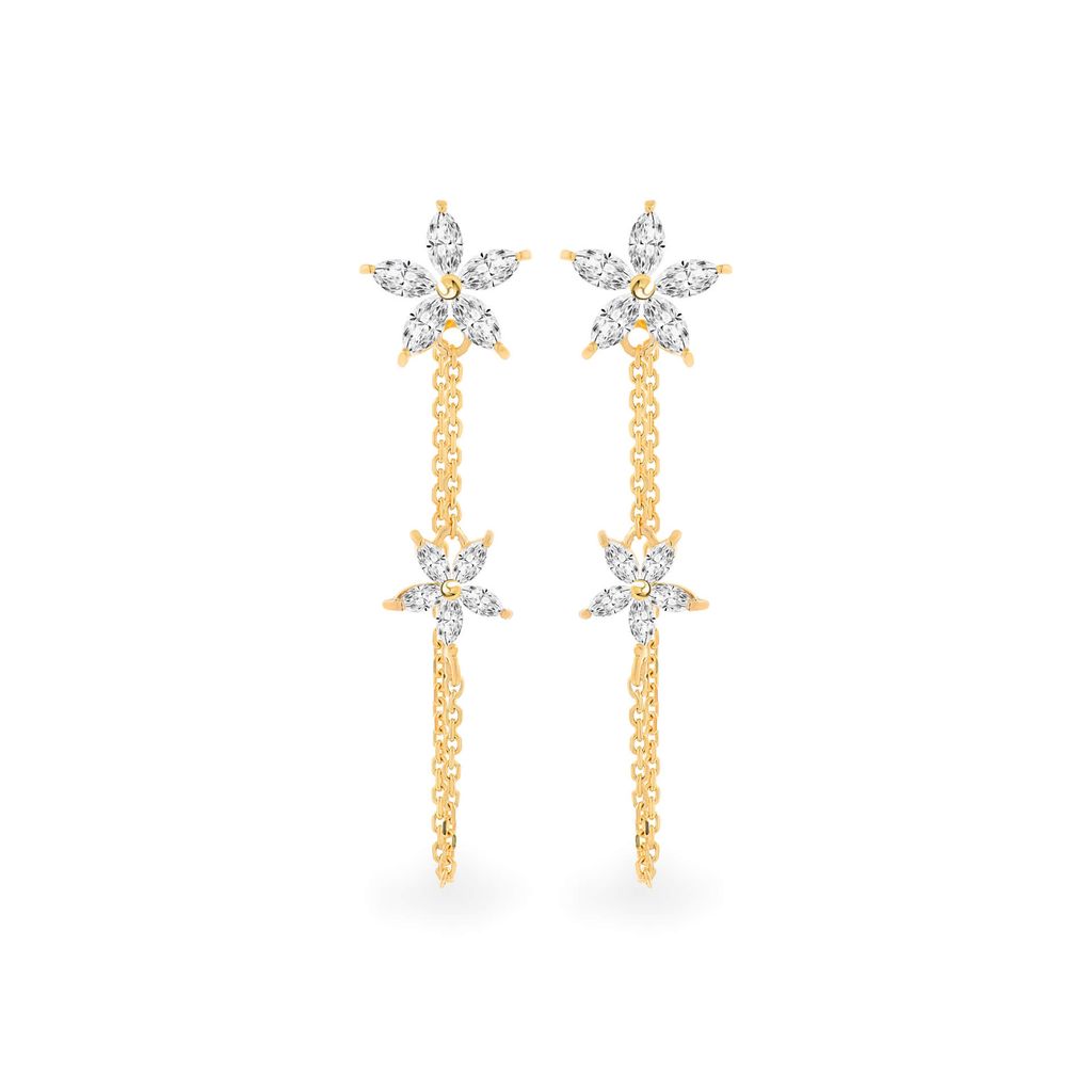 Hoa tai vàng vàng 14K gắn đá CZ DOJI AFEK000356F1CZ1 