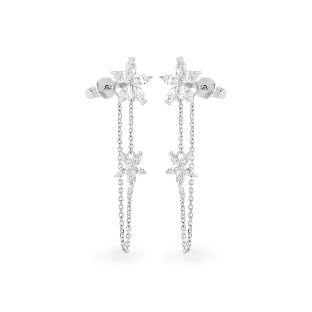 Hoa tai vàng trắng 14K gắn đá CZ DOJI AFEK000356F2CZ1 