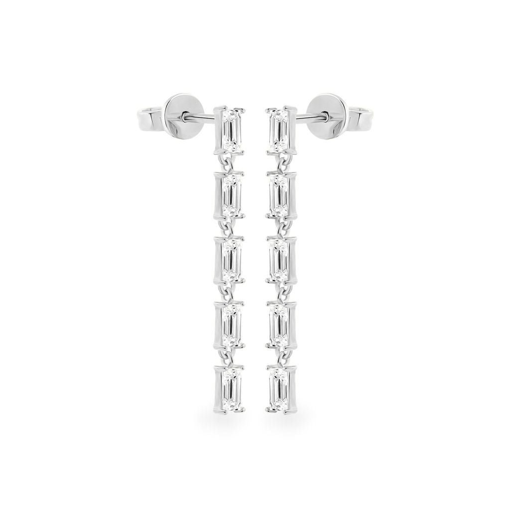 Hoa tai vàng trắng 14K gắn đá CZ DOJI AFEK000387F2CZ1 