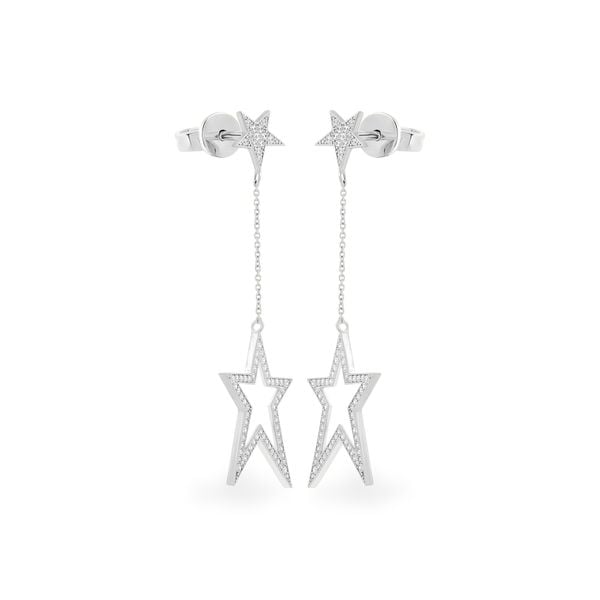 Hoa tai vàng trắng 14K gắn đá CZ DOJI AFEK000393F2CZ1