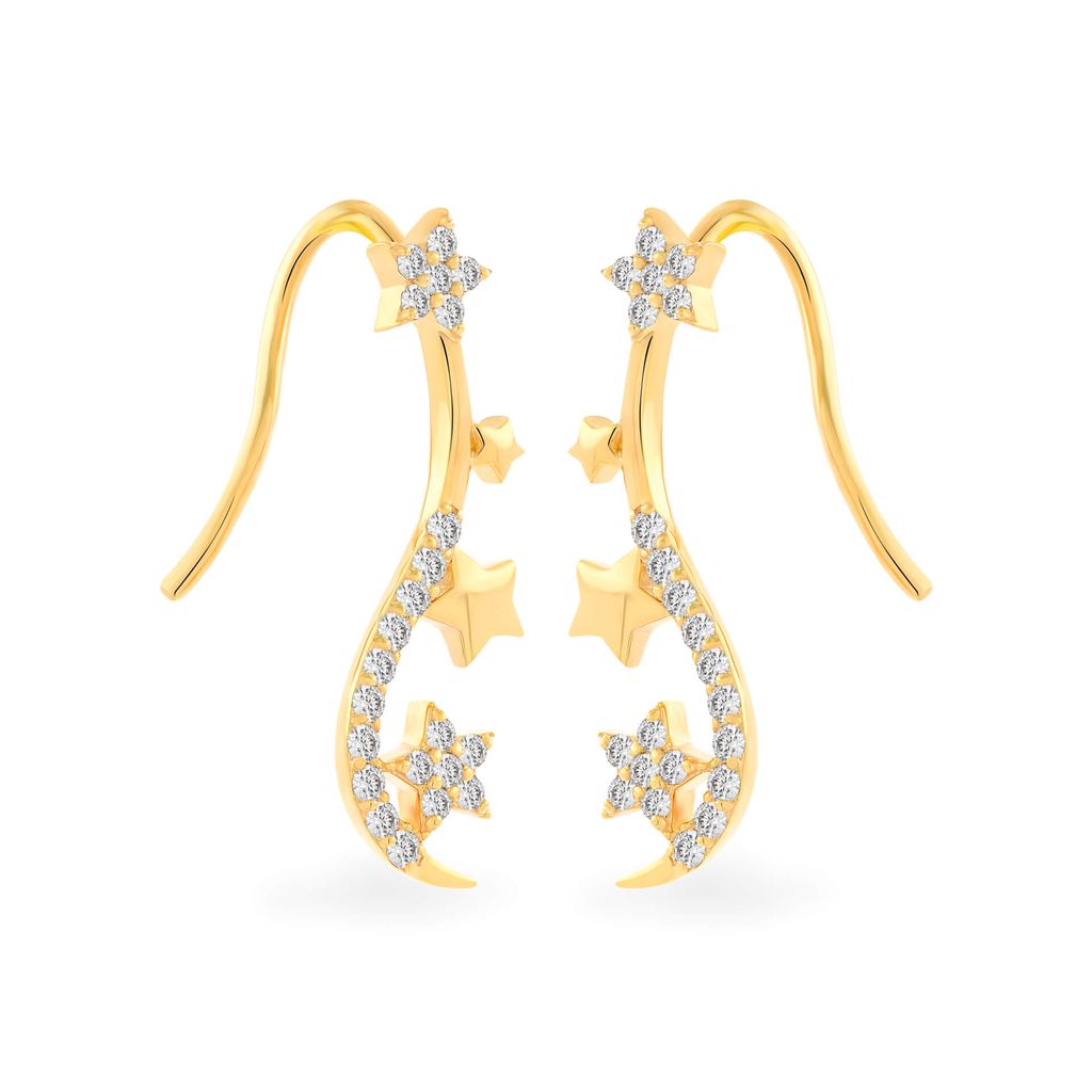 Hoa tai vàng vàng 14K gắn đá CZ DOJI AFEK000401F1CZ1 