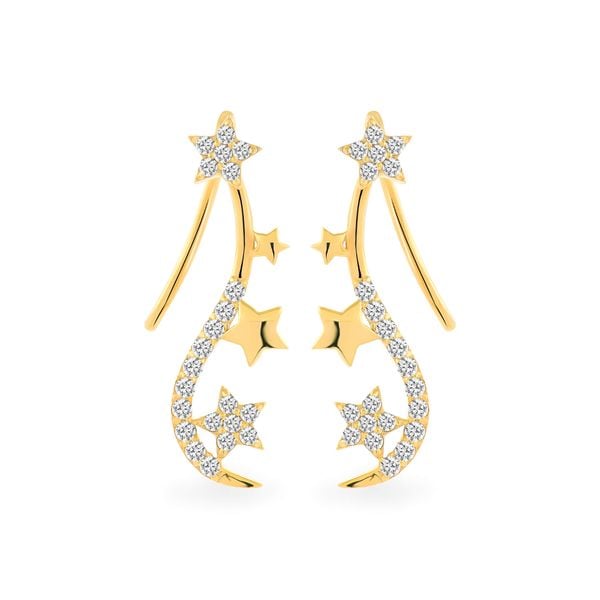 Hoa tai vàng vàng 14K gắn đá CZ DOJI AFEK000401F1CZ1