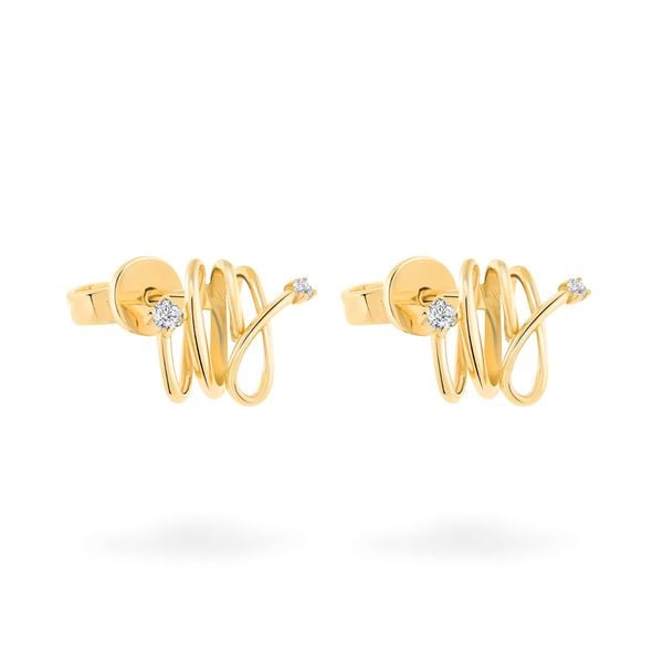 Hoa tai vàng vàng 14K gắn đá CZ DOJI AFEK000428F1CZ1