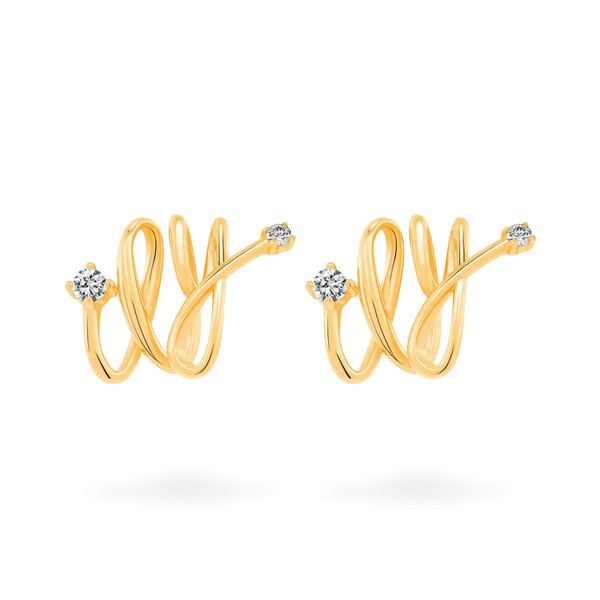 Hoa tai vàng vàng 14K gắn đá CZ DOJI AFEK000428F1CZ1