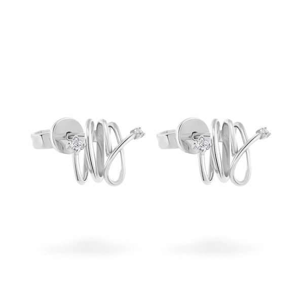 Hoa tai vàng trắng 14K gắn đá CZ DOJI AFEK000428F2CZ1