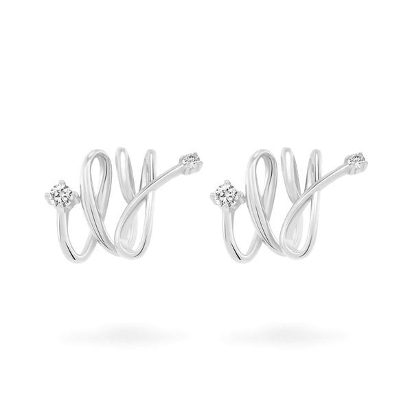 Hoa tai vàng trắng 14K gắn đá CZ DOJI AFEK000428F2CZ1