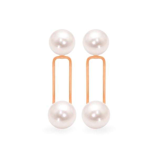 Hoa tai vàng hồng 14K gắn ngọc trai DOJI AFEK000446F3CZ1