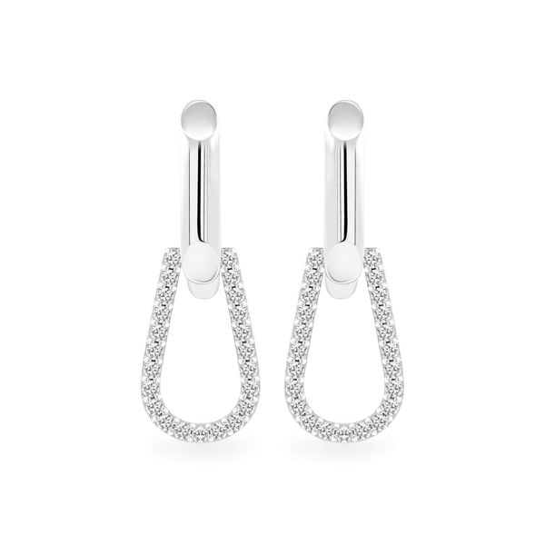 Hoa tai vàng trắng 14K gắn đá CZ DOJI AFEK000506F2CZ1