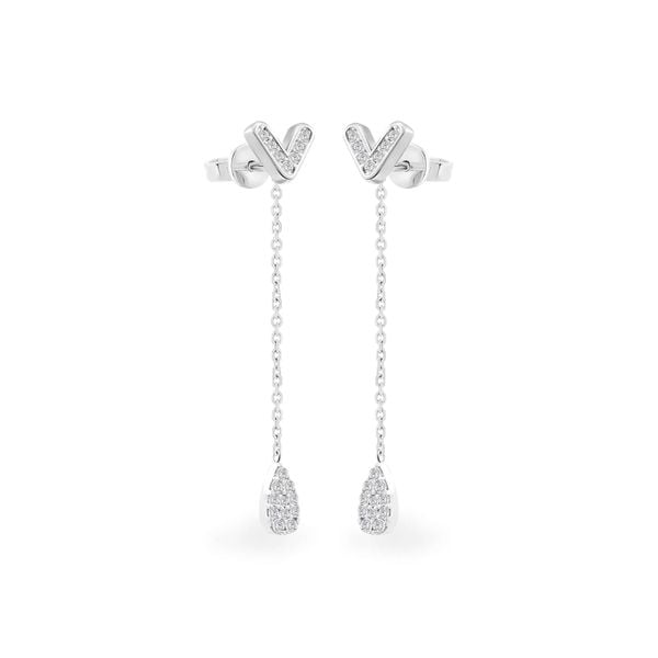 Hoa tai vàng trắng 14K gắn đá CZ DOJI AFEK000513F2CZ1