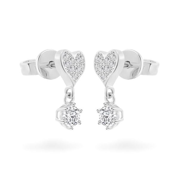 Hoa tai vàng trắng 14K gắn đá CZ DOJI AFEK000682F2CZ1