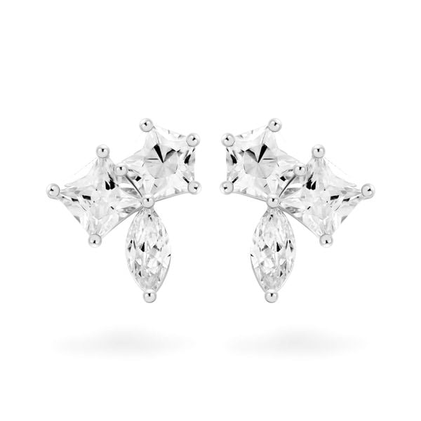 Hoa tai vàng trắng 14K gắn đá CZ DOJI AFEK000685F2CZ1